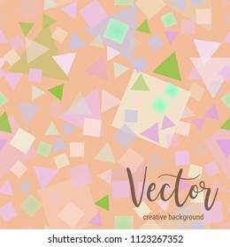 Vector colorful background with random, chaotic, scattered triangles and squares.Seamless geometric pattern