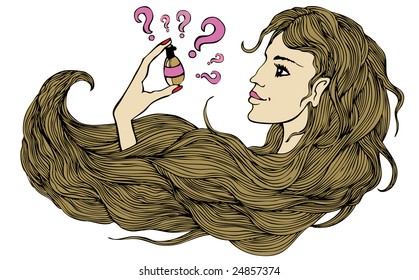 Vector colorful background in retro style. Cosmetics appliying on female face.