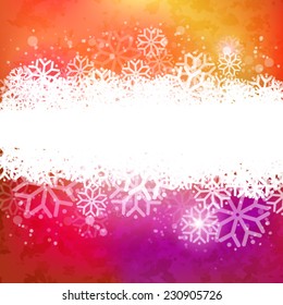 Vector colorful background with snowflakes. Abstract winter illustration. Holidays banner design for Xmas and New Year.