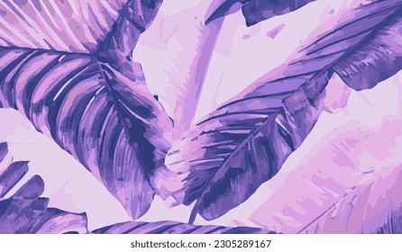 Vector colorful background, tropical leaves close up.