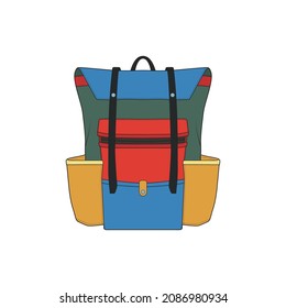 Vector Colorful Backpacks. Backpacks for schoolchildren, students, travellers and tourists. Back to School rucksack flat vector illustrations isolated on white.
