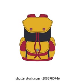 Vector Colorful Backpacks. Backpacks for schoolchildren, students, travellers and tourists. Back to School rucksack flat vector illustrations isolated on white.
