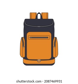 Vector Colorful Backpacks. Backpacks for schoolchildren, students, travellers and tourists. Back to School rucksack flat vector illustrations isolated on white.
