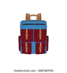Vector Colorful Backpacks. Backpacks for schoolchildren, students, travellers and tourists. Back to School rucksack flat vector illustrations isolated on white.
