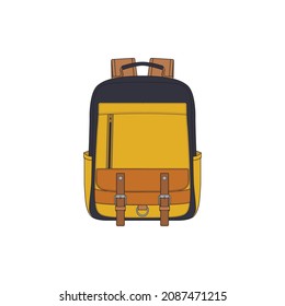Vector Colorful Backpacks. Backpacks for schoolchildren, students, travellers and tourists. Back to School rucksack flat vector illustrations isolated on white.
