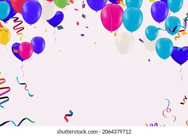 Vector of colorful Balloons for Birthday, Anniversary, Celebration Party Decorations. Vector Illustration EPS10