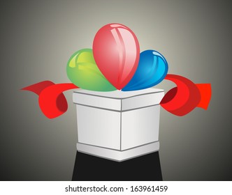 vector colorful balloons and a gift box