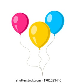 Vector colorful balloons isolated on white background, party object, celebration concept.