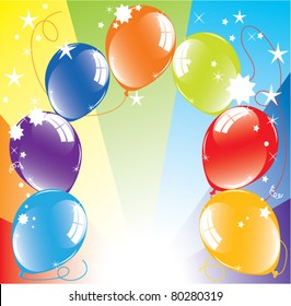 vector colorful balloons and light-burst