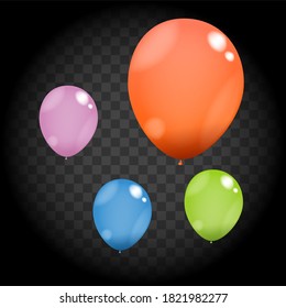 Vector colorful balloons on transparent background