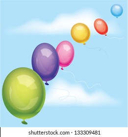 vector colorful balloons in the sky
