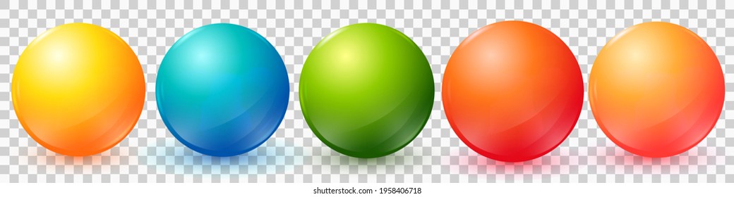 Vector colorful balls set with flares and shadow for badges, icons and other your design EPS10