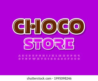 Banner Colorido Vector Choco Store Luminosa Fuente De Moda. Letras y números alfabetos originales