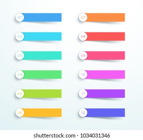 Vector Colorful Banner Elements Number 1 to 12