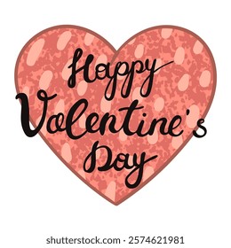 Vector Colorful Banner With Illustration of Heart and Hand Writting Lettering - Happy Valentines Day Isolated on White Background