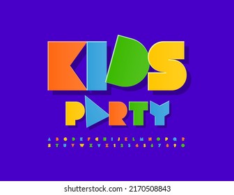 Vector colorful Banner Kids Party. Modern bright Font. Creative Alphabet Letters, Numbers and Symbols set