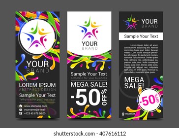 vector colorful banner made of bright stains logo people.