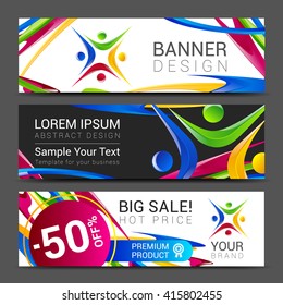 vector colorful banner made of bright stains logo people.