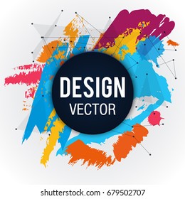 vector colorful banner made of bright stains. Modern Art graphics for hipsters on gray background.