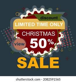 Vector colorful banner. Sale. 50 percent discount.