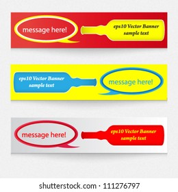 vector colorful banner set speech bubble and message i a bottle concept design - eps10