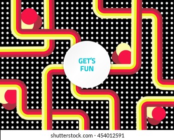 Vector colorful banner. Template funny disco card. Modern abstract background. Fashion print. Black style design. Urban backdrop