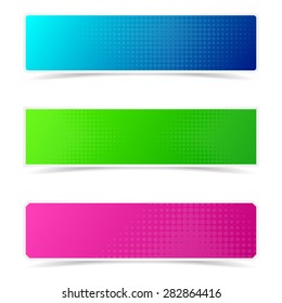 Vector colorful banners with halftone effect and shadows