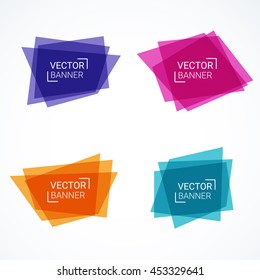 Vector colorful banners set. Advertising Design shape. Speech talking cloud. Label tag.