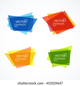 Vector colorful banners set. Advertising Design shape. Speech talking cloud. Label tag.