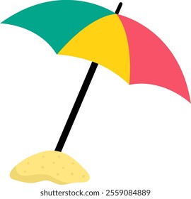 Vector colorful beach umbrella icon. Cute flat parasol illustration isolated on white background. Vacation cartoon clipart