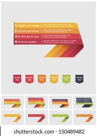 Vector colorful bent stripes or ribbons