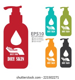 Vector : Colorful Best For Dry Skin Icon, Label Or Cosmetic Container Isolated On White Background 