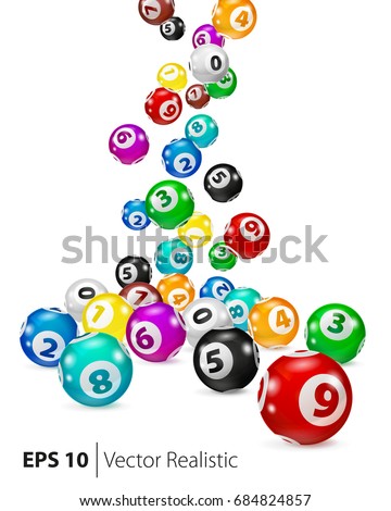 Vector Colorful Bingo balls fall randomly. Lottery Number Balls Isolated. Colored balls isolated. Bingo balls with numbers.