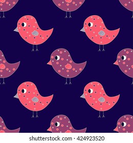 Vector colorful birds seamless pattern. Bird pattern. 