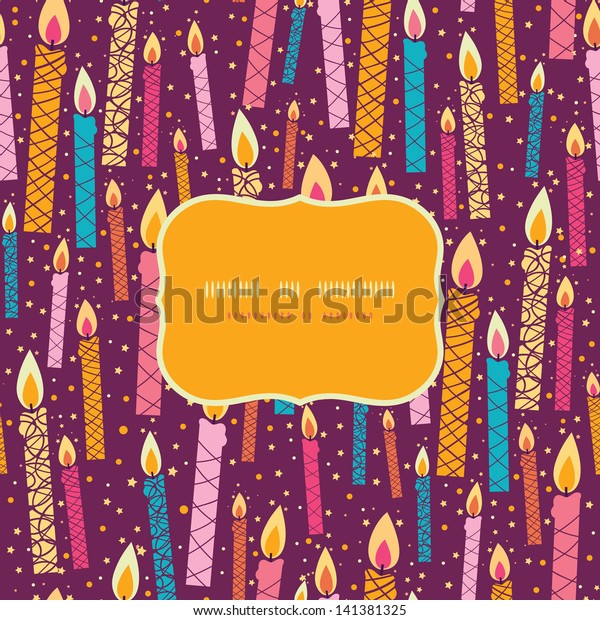 Vector Colorful Birthday Candles Frame Seamless Stock Vector (Royalty