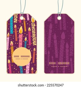 Vector colorful birthday candles vertical round frame pattern tags set