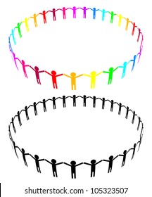 Vector colorful / black icon - people in circle