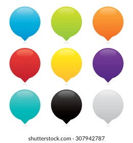 Vector Colorful Blank Round Pins Set