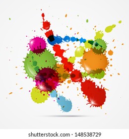 Vector Colorful Blots, Splashes on White Background