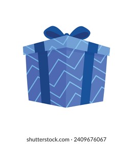 Vektorfarbige blaue Geschenkbox mit Buggeschenk Geschenk präsentiert Symbol Vektorgrafik.
