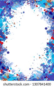 Vector colorful blue and red splattered frame for flyers, posters, invitations