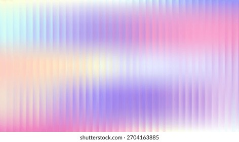 Fondo de gradiente holográfico borroso colorido de Vector. Textura de vidrio acanalado. Gradiente pastel bg. Rayas de ondulación brillante