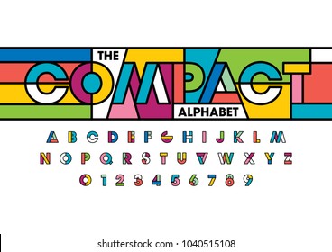 Vector of colorful bold font and alphabet