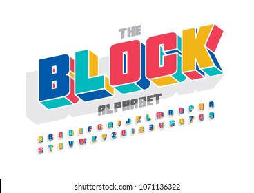 Vector of colorful bold font and alphabet