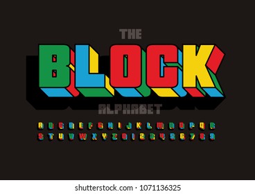 Vector of colorful bold font and alphabet