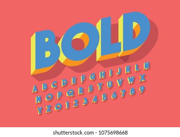 Vector of colorful bold font and alphabet