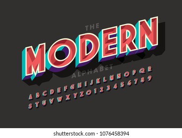 Vector of colorful bold font and alphabet