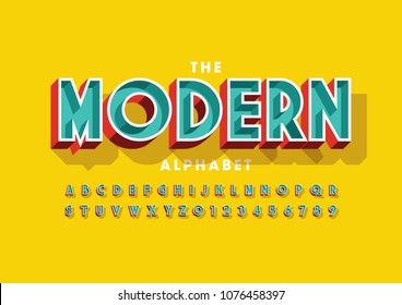 Vector Of Colorful Bold Font And Alphabet
