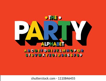 Vector of colorful bold font and alphabet