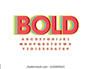 Vector of colorful bold font and alphabet